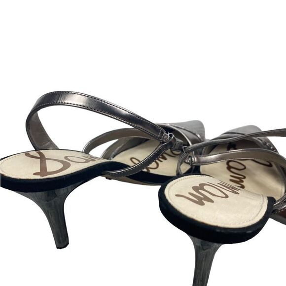 Sam Edelman Wm’s Sz 7.5 Chrome Snake Print 3.5” Heel Strappy Pump Shoes - Picture 5 of 9